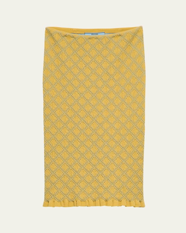 Diamond Pattern Smocked Knit Skirt